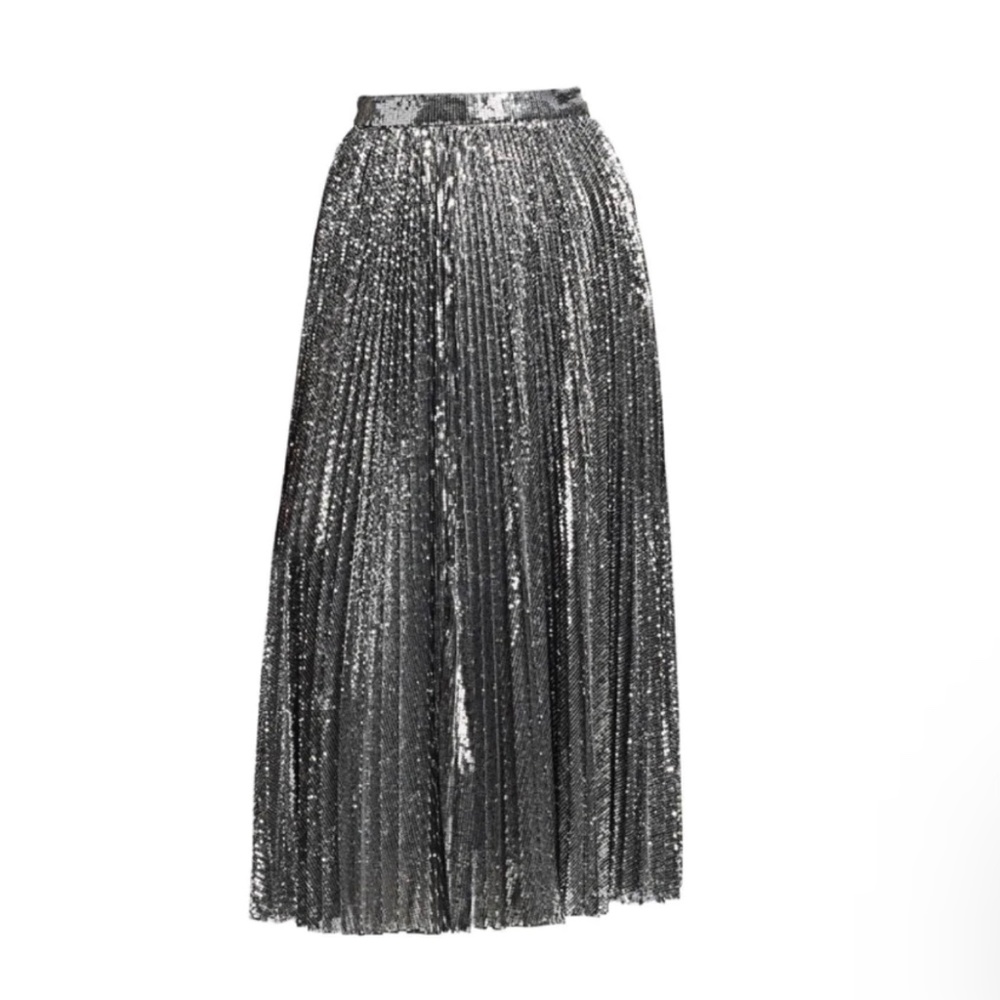 New! MSGM Sequin Pleated Midi Skirt - Picture 4 of 13